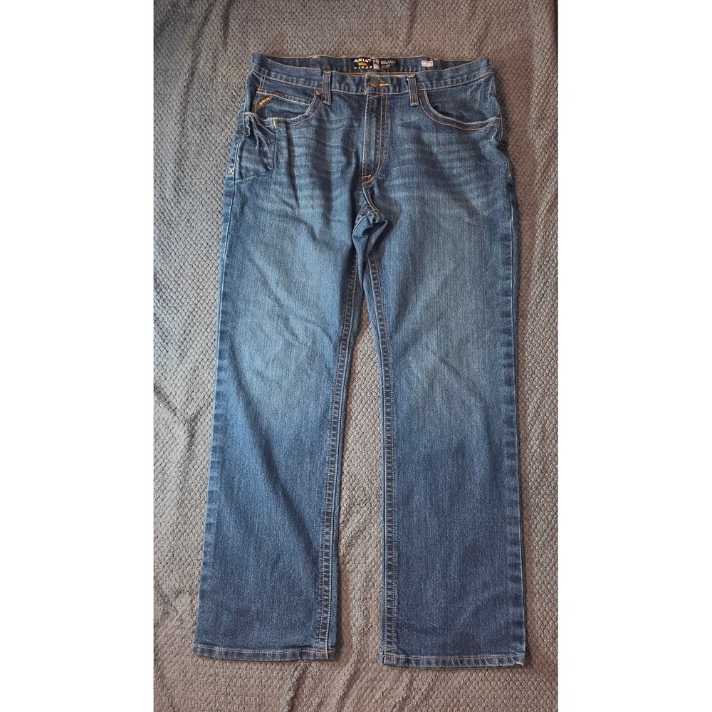 Ariat Rebar M4 Relaxed Boot Cut Jeans Mens 38x34 Medium Wash Work Denim